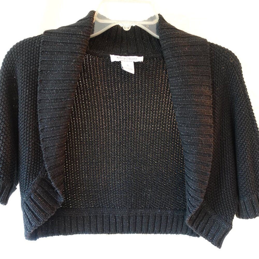 Black Bolero Cropped Sweater - WHBM Size Small Shrug